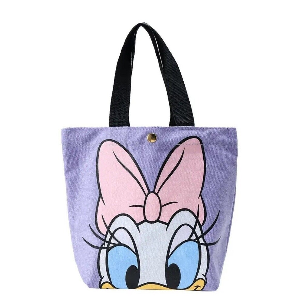 DAISY DUCK Disney Mickey Mouse Purple Snap Lunch Tote Bag Canvas Reuseable NEW